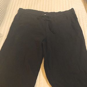 Soft linen black pants.  Drawstrings. Back pockets.